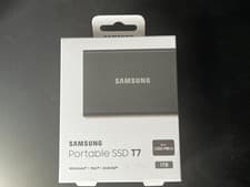 Image of Samsung T7 Portable SSD - 1 TB - USB 3.2 Gen.2 External SSD - Titanium Grey.