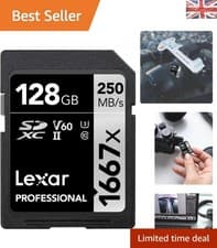 Image of Lexar 1667x 128GB SD Card - Weatherproof, Fast & Reliable Memory for Creatives