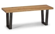 Image of Solid Oak & Sleek Black Metal Framed Occasional & Dining Collection "BOWERY"