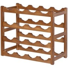 Image of HOMCOM Free Standing Wine Rack 16 Bottle Holders, Bamboo Display Shelf, Brown