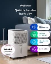 Image of Pro Breeze Premium 12L/Day Compressor Dehumidifier - White