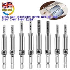Image of 8PCS Self Centering Hinge Drill Bit Set 5/64" 7/64" 9/64" 11/64" UK | Hex Shank