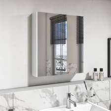 Image of Double Door White Bathroom Mirror Cabinet 600 x 650mm - Pendle BeBa_27440