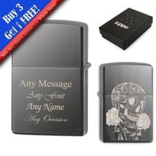 Image of Personalised Engraved Fancy Skull Official Zippo Windproof Lighter