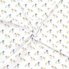 Image of Polycotton Fabric Rainbow Stripes Zebra Zebras Safari Pride Animal Rainbows