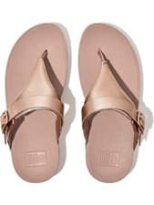 Image of Fitflop Lulu Adjustable Toe Post Ladies Sandals Slip Leather Rose Gold