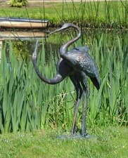Image of Spectacular Large Pair of Cranes Garden Sculpture - Aluminium Outdoor Ornament