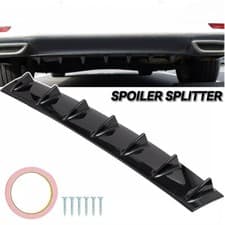 Image of Universal 33" Car Gloss Black Rear Bumper 7 Shark Fins Spoiler Wing Lip Diffuser