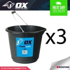 Image of 3x OX Tools T110715/3 Trade 15L Black Bucket 3pk Construction | DIY | Industrial