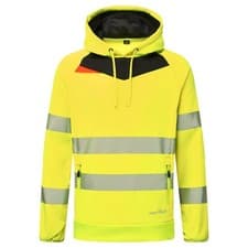 Image of Portwest DX483 DX4 Hi-Vis Overhead Hoodie Anti-Pill Fleece - Yellow Black