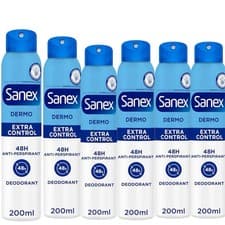 Image of 6 x 200ml Sanex Dermo EXTRA CONTROL Antiperspirant Deodorant body Spray