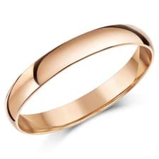 Image of 9ct Rose Gold Ring Light Weight D Shaped Wedding Band 3mm Gold Ladies Ring