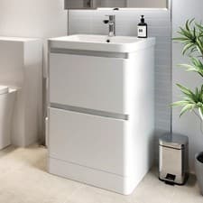 Image of Regis Forma White Gloss Freestanding Vanity Unit with Basin - 600mm
