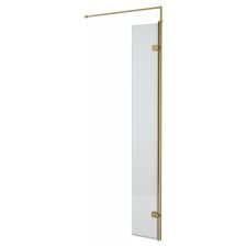 Image of Hudson Reed 300mm x 1950mm Fluted Wetroom Swing Screen with Brushed Brass Fittin