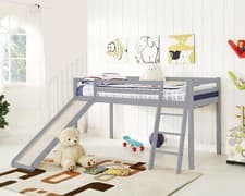 Image of Kids Cabin Bunk Bed Mid Sleeper with Slide and Ladder Wooden and Mattress Choice