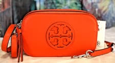Image of NWT Tory Burch Miller Logo Mini CrossBody Bag In Poppy Red Pebbled Leather
