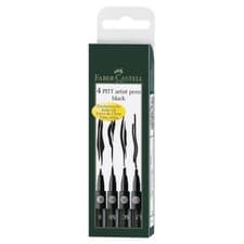 Image of Faber-Castell Pitt Artist Pen Black 4 Piece Set FC167139