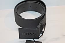 Image of HUGO BOSS ICON S1 BLACK PLAQUE BUCKLE 90 cm 34" BELT FITS 34"