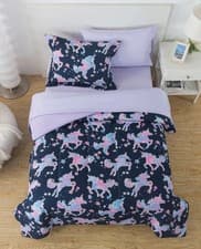 Image of Your Zone Glow in the Dark 5-Piece Unicorn Twin Bedding Set for Kids with Fabric
