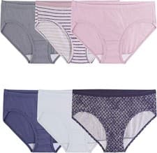 Image of Fruit of the Loom Women's Hipster Underwear, 6 Pack, Sizes S-XL 2XL