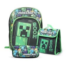 Image of Minecraft 3 Piece School Set for Kids Officially Licensed Backpack Lunch Bag