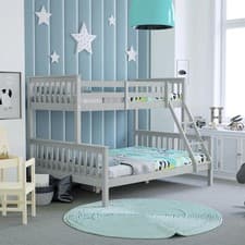 Image of Wooden Bunk Beds Detachable Triple Sleeper High Sleeper Ladder Kids