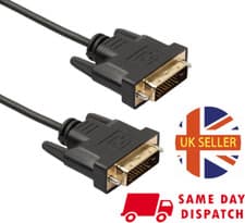 Image of 24+1 Cable Gold Plated Dual Link DVI D to DVI-D Male Cable Lead Adapter UK