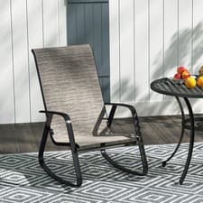 Image of Garden Rocking Chairs with Armrests, High Back, Grey