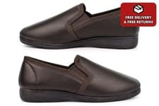 Image of Mens Leather Slippers Mens Slippers Size 6 Boys Leather Slippers Slip On Carpet