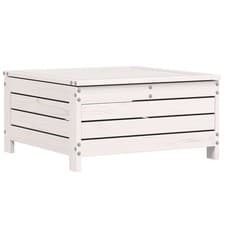 Image of Garden Footstool with Cushion Ottoman Footrest White Solid Wood Pine vidaXL