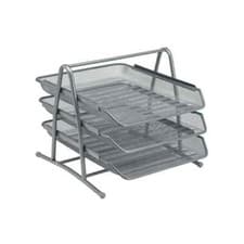 Image of 5 Star 3 Tier Stackable Desk Silver A4 Letter Tray Filing Document Organiser