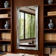 Image of Extra Large Mirror Silver Bevelled Thick Classic Art Frame Wall 150cm x 60cm