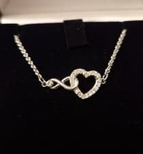 Image of Swarovski Crystal Infinity Heart Bracelet *STAMPED* Expandable Silver Tone