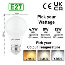 Image of LED GLS LIGHT BULBS 40w 60w 100w WARM/COOL WHITE BC/B22 ES/E27 Bayonet Daylight