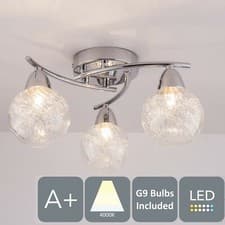 Image of Modern Semi-Flush Ceiling Light, 3x4 Watts, Cool White 4000K, LED Bulbs Included