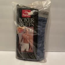 Image of Vintage 1996 HANES Mens Boxer Briefs 2XL 2 Pack Blues Made In USA