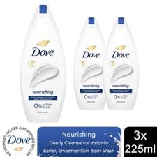 Image of Dove Nourishing Body Wash 0% Sulfate SLES for Softer & Smoother Skin 225ml, 3 Pk