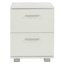 Image of Lido Bedside Cabinet Gloss White 2 Drawer Modern Storage Compact Design