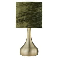 Image of Modern Antique Brass Touch Table Lamp Bedside Light Dark Green Velvet Shade