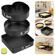 Image of Set of 3 Cake Baking Pans with Detachable Base & Removable Bottom Cake Tins UK