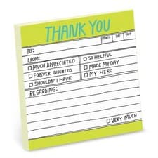 Image of Knock Knock Hand Lettered Sticky Note Thank You by Knock Knock 9781601065087