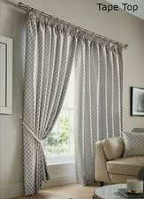 Image of Alan Symonds Cotswold Curtains Tape Top Fully Lined Jacquard Silver W46"xD54"