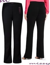 Image of NEW LADIES PACK OF 2 BOOTLEG STRETCH FINALLY RIBBED TROUSERS BLACK SIZE 8-24