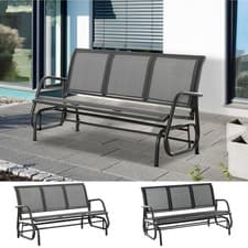 Image of 3-Seat Glider Rocking Chair for 3 People Garden Bench Patio Furniture