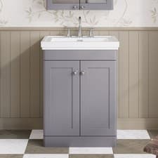 Image of Nuie Classique Floor Standing 2-Door Vanity Unit with Basin 600mm Wide Satin Gre