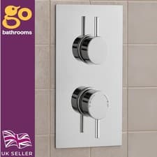 Image of Chrome Shower Valve Concealed Thermostatic With Round Controls & 1 Outlet