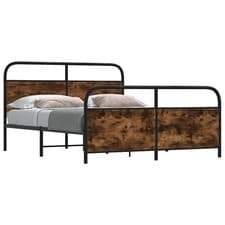 Image of Metal Bed Frame without Mattress Smoked Oak 150x200 cm King Size
