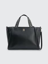 Image of Tommy Hilfiger Spacious Tote Bag Black with  Logo Strap 