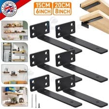 Image of 6/12Pack Heavy Duty Black Steel Shelf Brackets 6/8 Inch Floating Shelf Supports