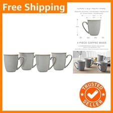 Image of Handcrafted Light Grey Coffee Mugs Set of 4 - Durable Stoneware for Everyday Use
